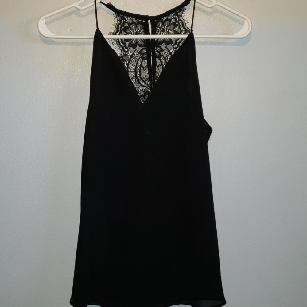 Black flower lace tank